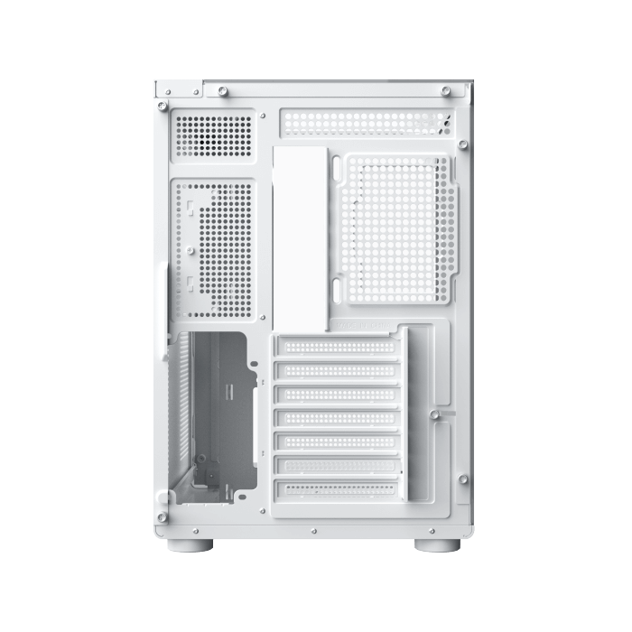 Xigmatek Aqua Compact Arctic White Micro-ATX PC Case (Dual Tempered Glass, Panoramic View, 4 pre-installed 120mm ARGB fans) White - كيس أبيض
