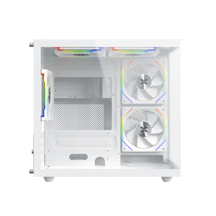 Xigmatek Aqua M Lite Arctic Panoramic Micro-ATX PC Case (Dual Tempered Glass, 5 pre-installed 120mm ARGB Fans) White - كيس أبيض