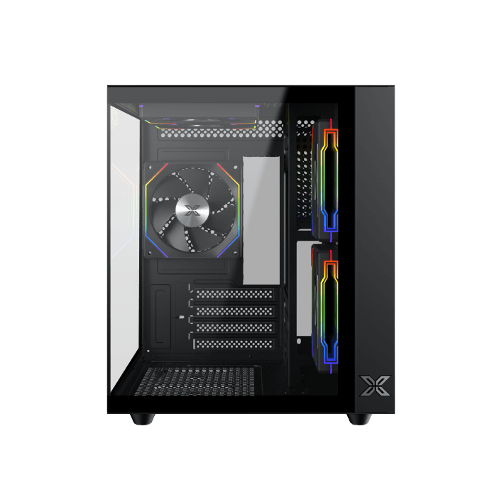 Xigmatek Aqua M Lite Panoramic Micro-ATX PC Case (Dual Tempered Glass, 5 pre-installed 120mm ARGB Fans) - كيس