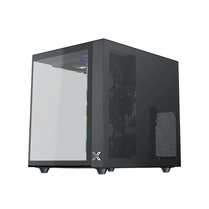Xigmatek Aqua M Lite Panoramic Micro-ATX PC Case (Dual Tempered Glass, 5 pre-installed 120mm ARGB Fans) - كيس