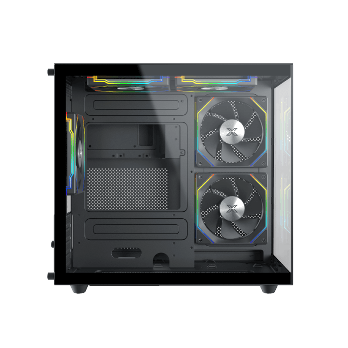 Xigmatek Aqua M Lite Panoramic Micro-ATX PC Case (Dual Tempered Glass, 5 pre-installed 120mm ARGB Fans) - كيس