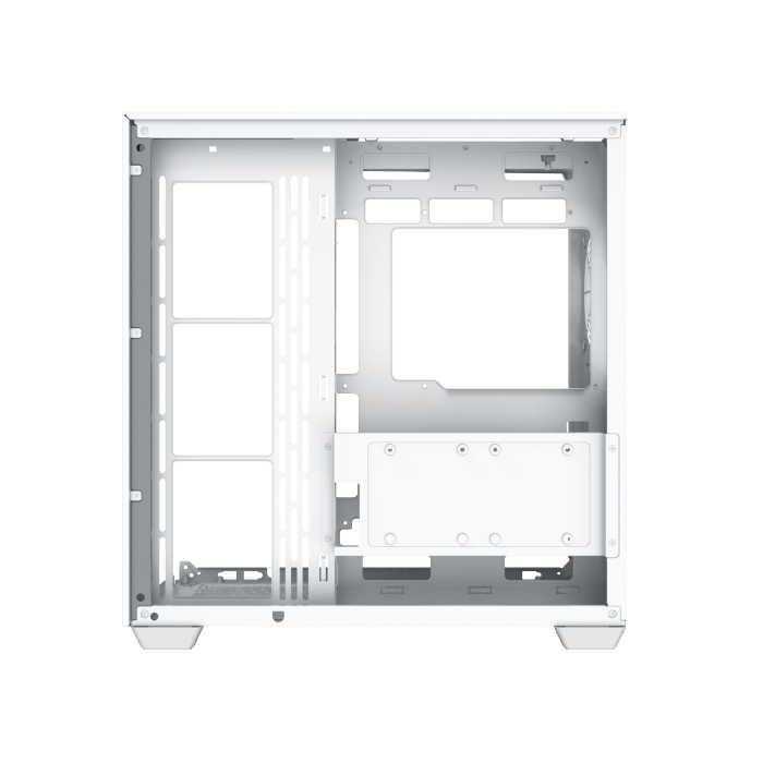 Xigmatek Aqua V Arctic (NEW) White Panoramic Dual Chamber ATX Gaming PC Case (Tempered Glass, pre-installed 7 ARGB Fans) EN49088 - كيس أبيض