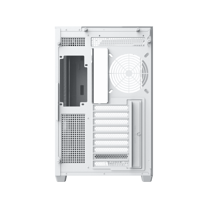 Xigmatek Aqua V Arctic (NEW) White Panoramic Dual Chamber ATX Gaming PC Case (Tempered Glass, pre-installed 7 ARGB Fans) EN49088 - كيس أبيض