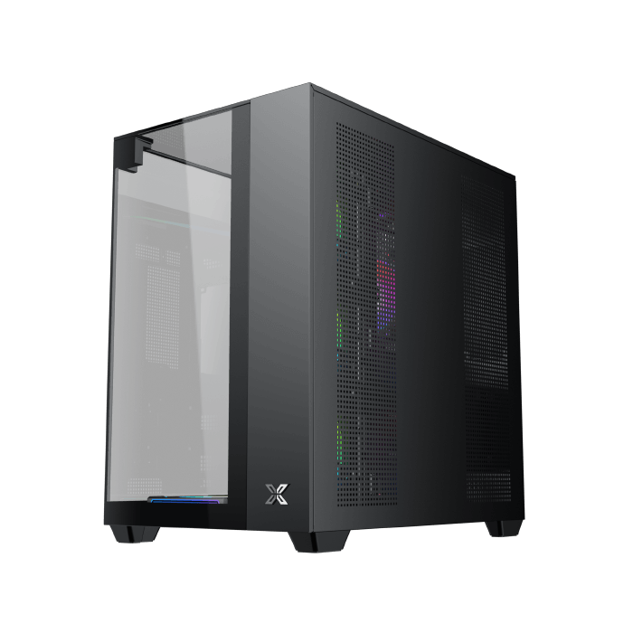 Xigmatek Aqua V ( NEW ) Panoramic Dual Chamber ATX Gaming PC Case (Tempered Glass, pre-installed 7 ARGB Fans) - كيس