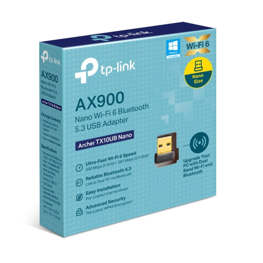 TP-Link 2-in-1 USB Bluetooth WiFi Adapter Archer TX10UB Nano | AX900 WiFi 6 BT 5.3 USB 2.0 Adapter for Desktop PC | Dual-Band WiFi Dongle - واي فاي مع بلوتوث