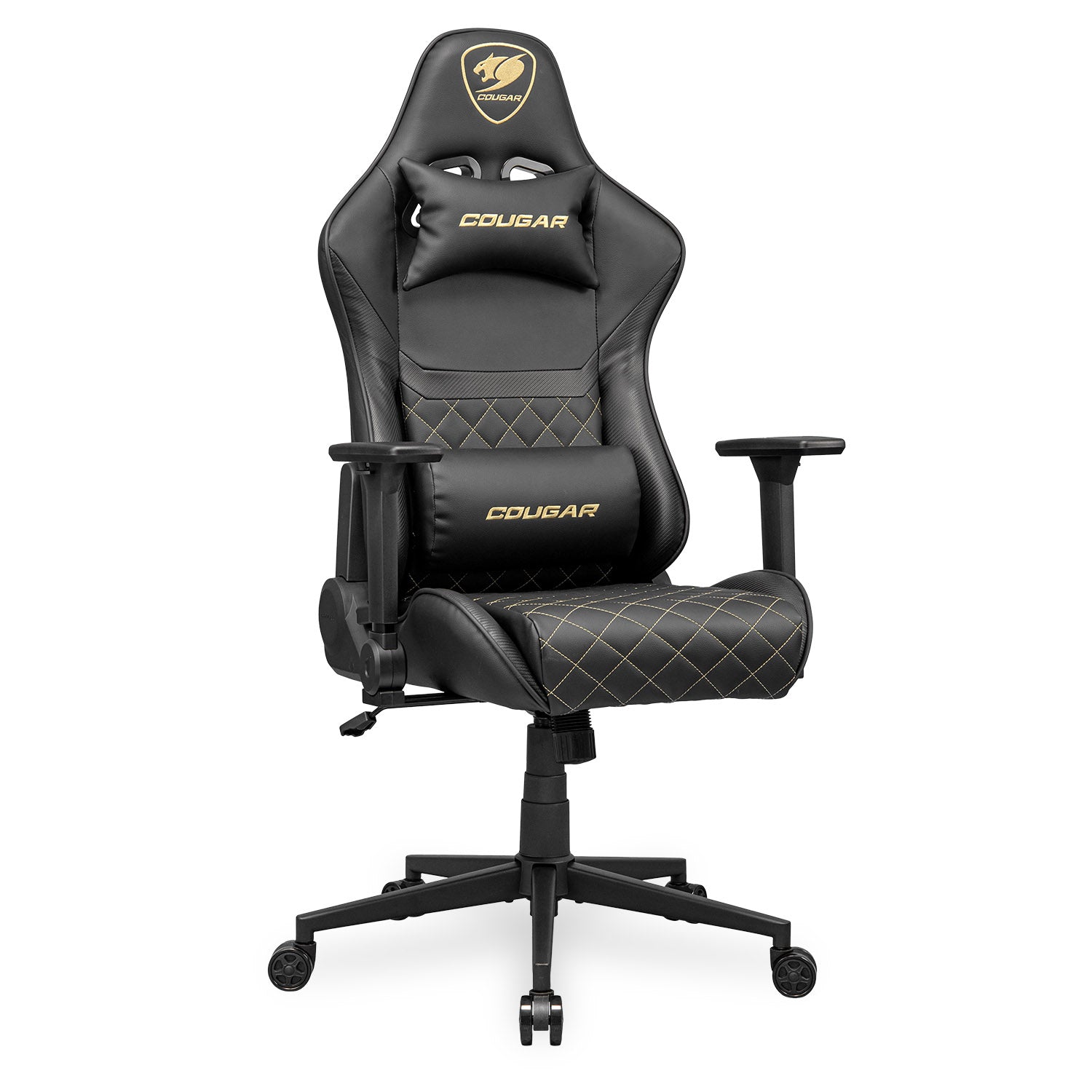 COUGAR ARMOR ONE V2 Gold Gaming Chair, PVC Leather Surface Black & Gold - كرسي قيمنق