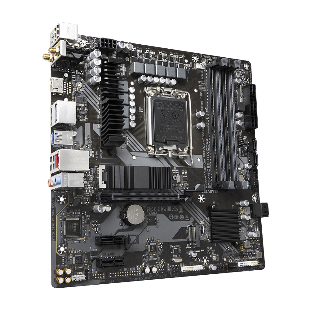 GIGABYTE B760M DS3H AX LGA1700 mATX Motherboard, Wi-Fi 6E, 4xDDR4 DIMM, PCIE 4.0, Black - لوحه ام