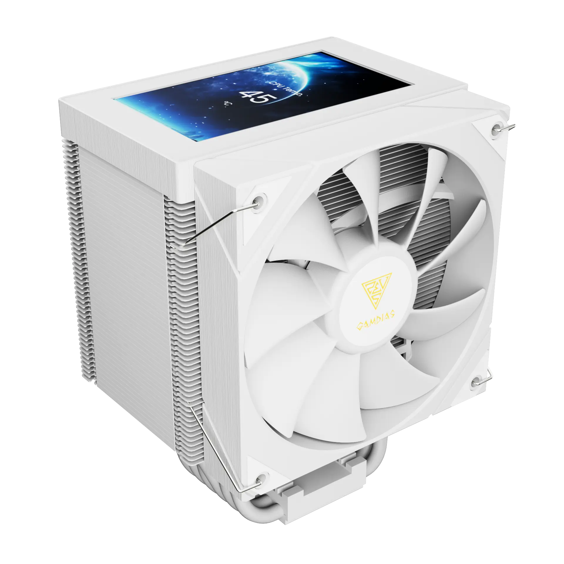 GAMDIAS BOREAS M2-61L PWM Air CPU Cooler With IPS SCREEN – White - مبرد هوائي مع شاشه