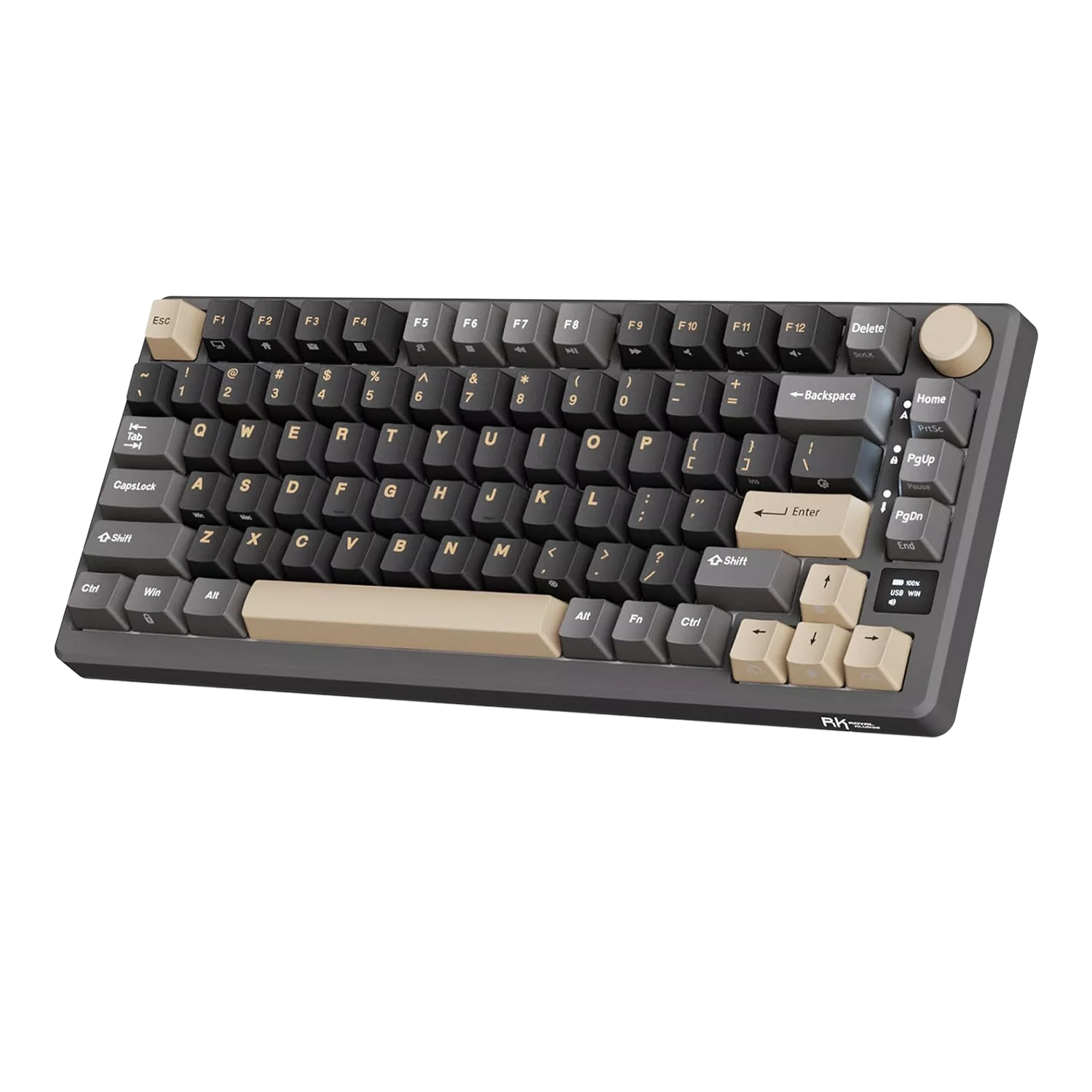 RK Royal Kludge M75 75% Wireless Gaming Keyboard, US QWERTY Layout, BROWN Switch, RGB Lighting, Hot Swappable, OLED Smart Display & Knob, Tri-Mode Connectivity, 3750mAh, Phantom | M75-  كيبورد ميكانيكل وايرليس