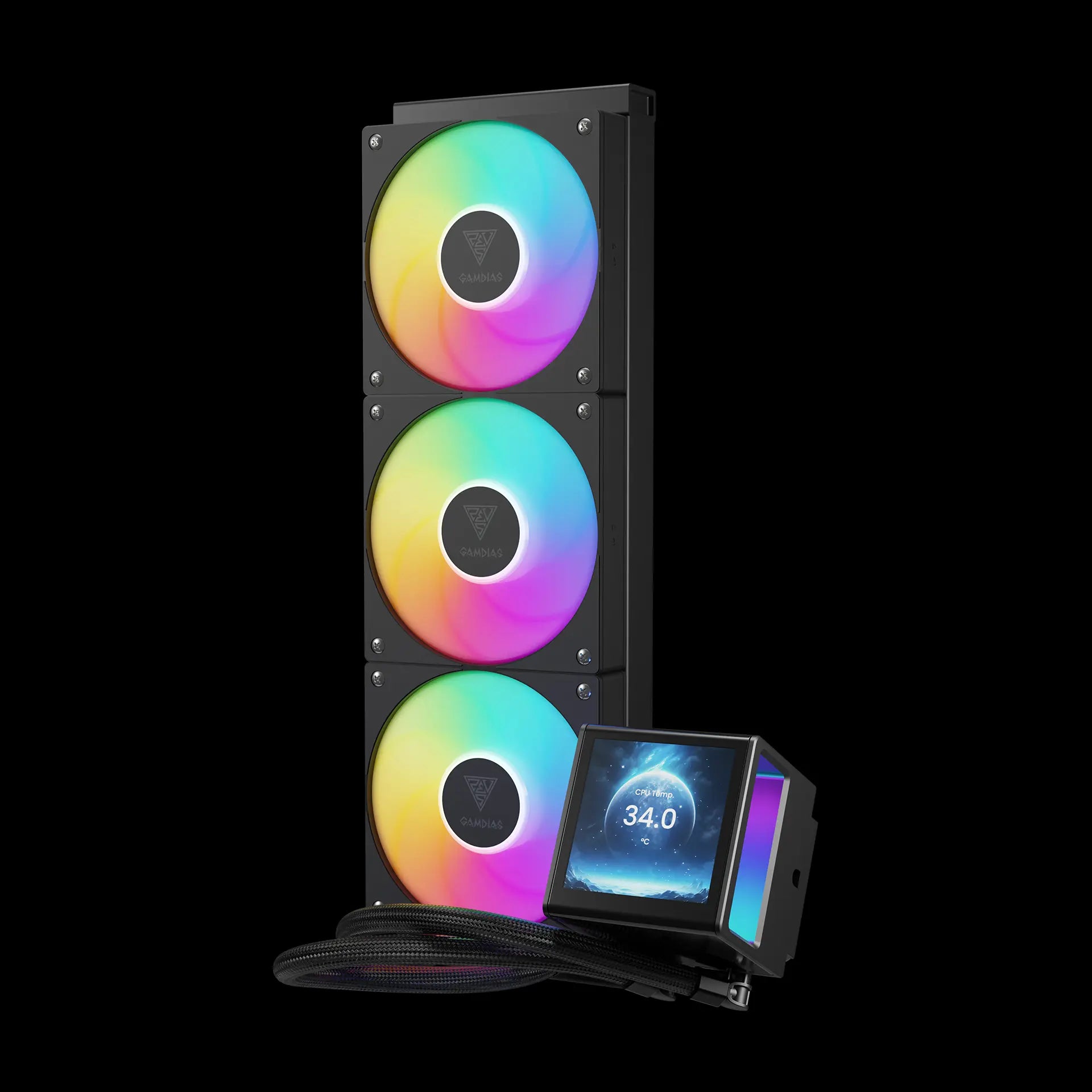GAMDIAS CHIONE P5-360 ARGB 360mm Liquid CPU Cooler – Black - مبرد مائي