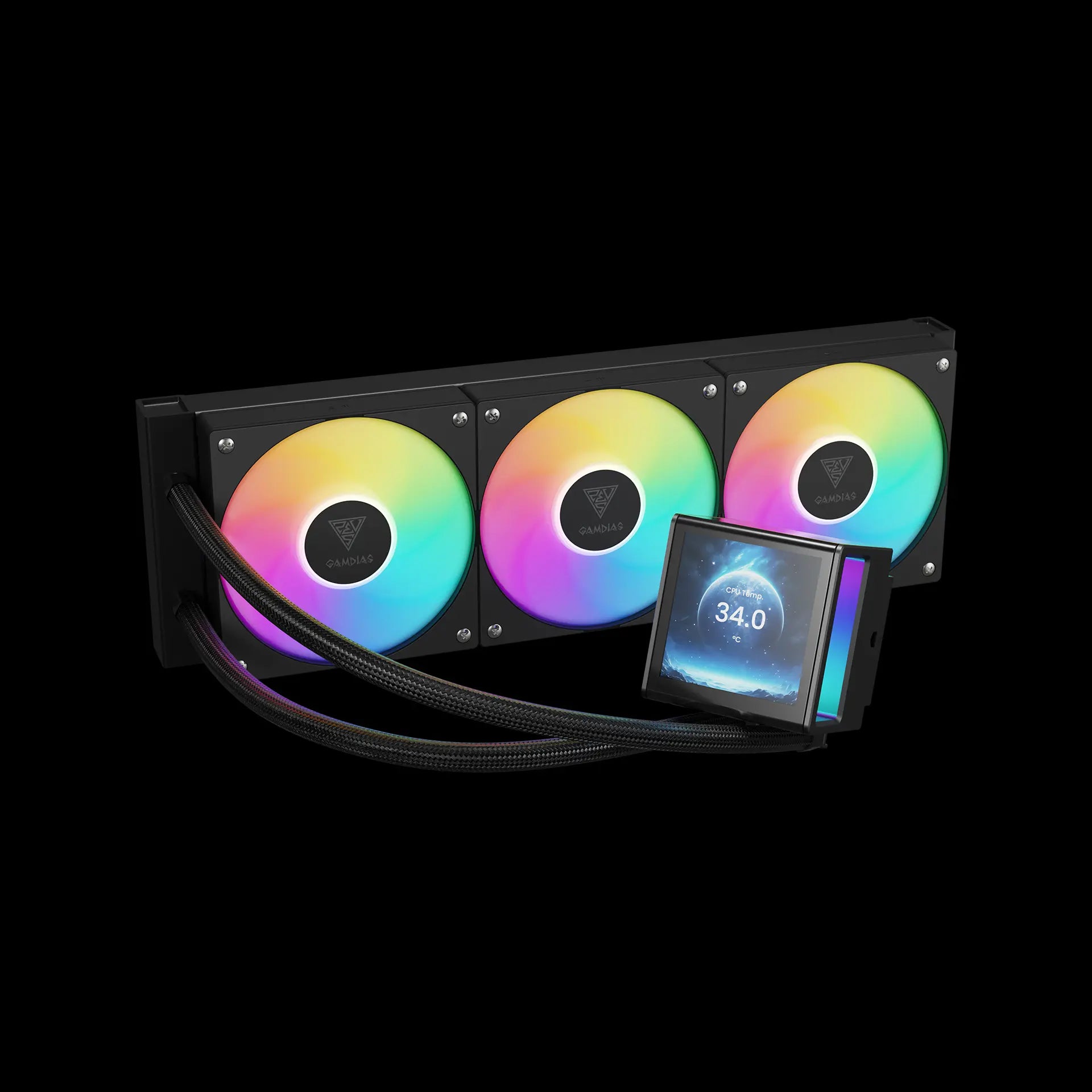 GAMDIAS CHIONE P5-360 ARGB 360mm Liquid CPU Cooler – Black - مبرد مائي