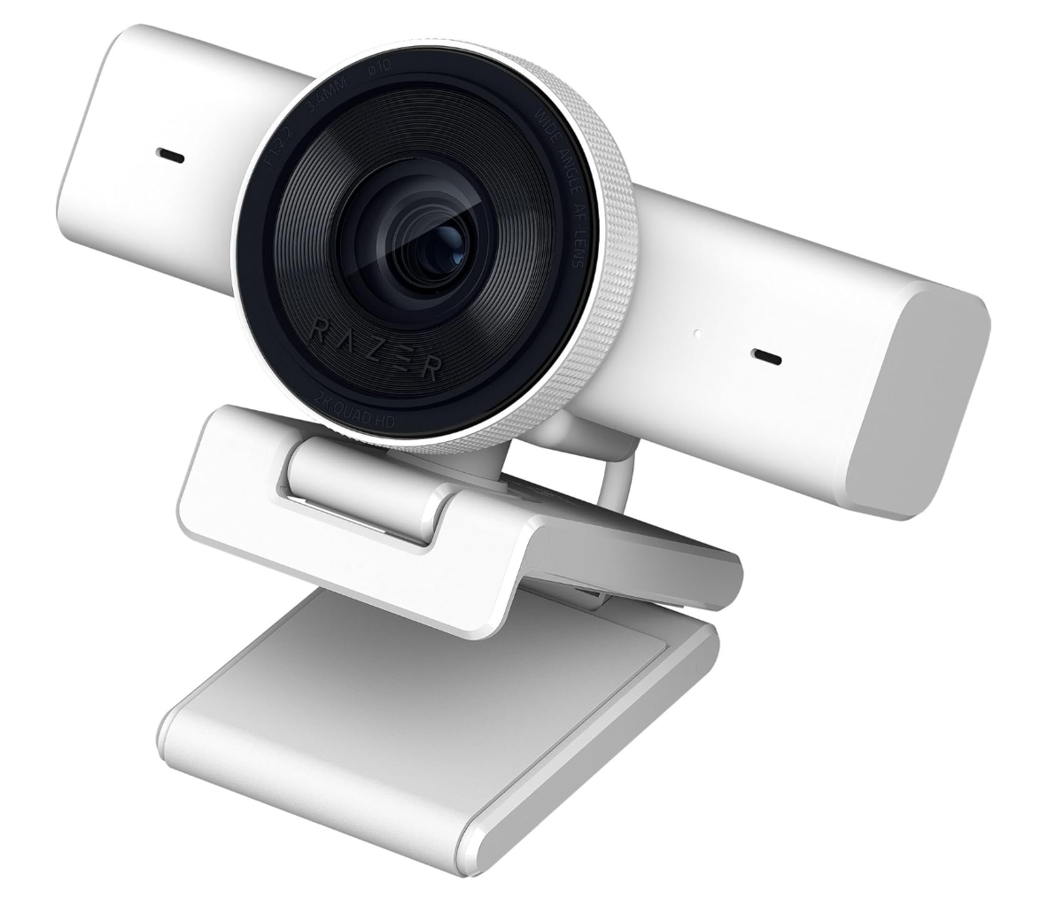 Razer Kiyo V2 X 2K (1440p) 60FPS Streaming Webcam Auto Focus - Built-in Microphone - Wide Angle Lense - Integrated Privacy Shutter - Works with OBS, Xsplit, Streamlabs, Discord, Zoom, Teams– White-كامرا ريزر Razer Kiyo V2 X 2K (1440p) 60FPS Streaming Webcam Auto Focus - Built-in Microphone - Wide Angle Lense - Integrated Privacy Shutter - Works with OBS, Xsplit, Streamlabs, Discord, Zoom, Teams– White-كامرا ريزر