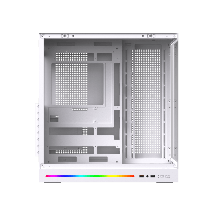 Xigmatek Cloud DGT Arctic Digital LCD ATX PC Case (Dual Tempered Glass, BTF Back-Plug Support, 4 pre-installed ARGB PWM ARGB Fans) White - كيس
