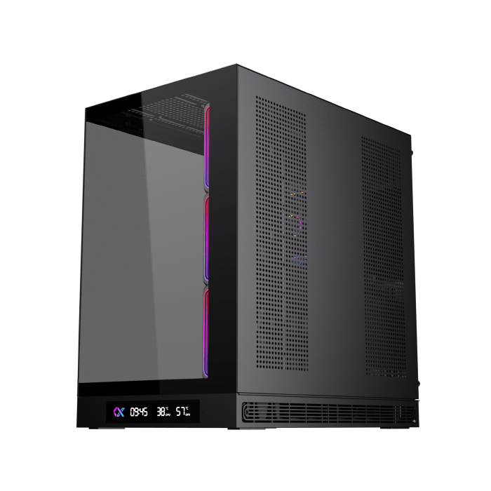 Xigmatek Cloud DGT Digital LCD ATX PC Case (Dual Tempered Glass, BTF Back-Plug Support, 4 pre-installed ARGB PWM ARGB Fans) - كيس