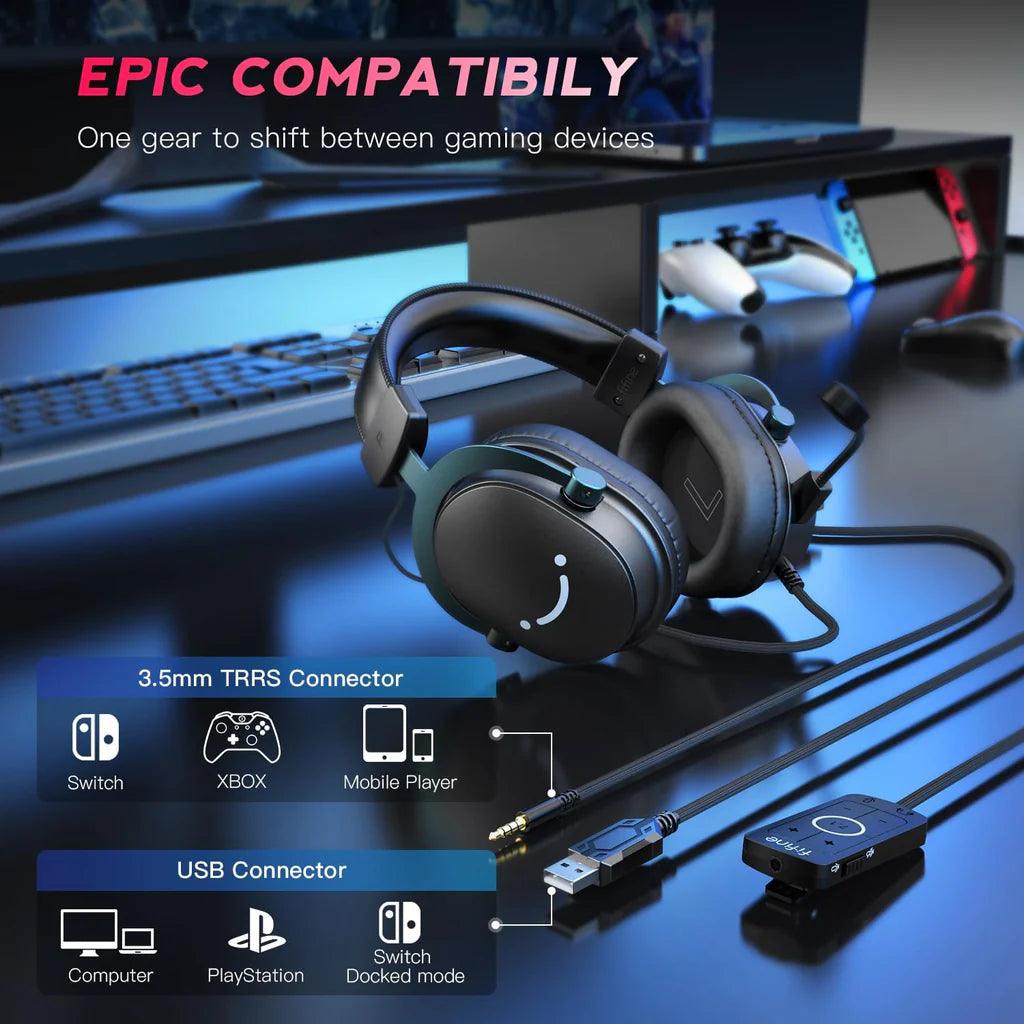 FIFINE H9 Headset 7.1 Surround Sound for Console/PC Black - سماعات محيطية