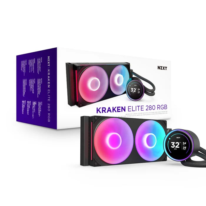 NZXT Kraken Elite 280mm Black AIO Liquid CPU Cooler (2.36