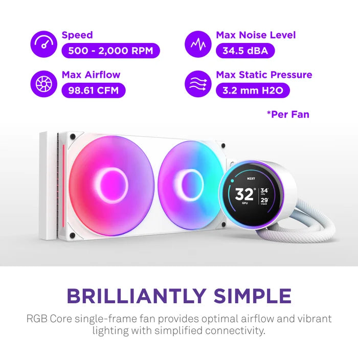 NZXT Kraken Elite 280mm White AIO Liquid CPU Cooler (2.36