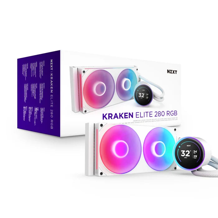 NZXT Kraken Elite 280mm White AIO Liquid CPU Cooler (2.36