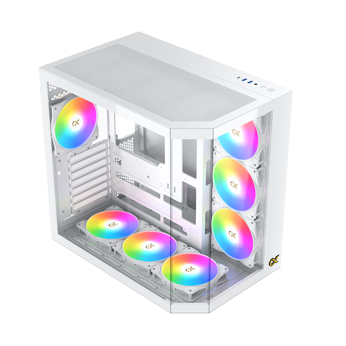 Xigmatek Cubi II Gaming Case, with 7 ARGB Lights,USB-C -كيس العاب للكمبيوتر أبيض
