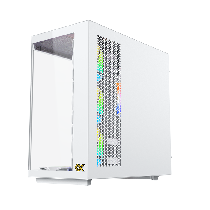 Xigmatek Cubi II Gaming Case, with 7 ARGB Lights,USB-C -كيس العاب للكمبيوتر أبيض