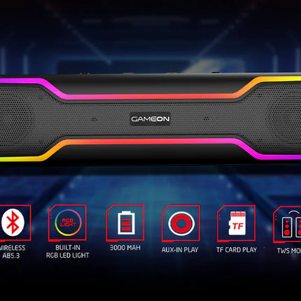 GAMEON Dominator Blaze Wireless RGB Gaming Soundbar - Black - سماعه سبيكر