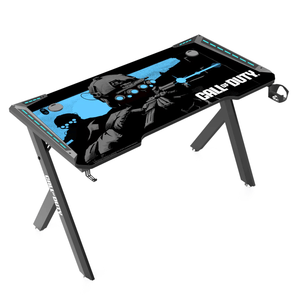Call Of Duty (COD) Hawksbill Series RGB Flowing Light Gaming Desk With Mouse pad, Headphone Hook & Cup Holder - Black- طاولة
