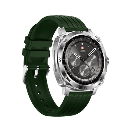 Swiss Military Dom 4 AMOLED Smart Watch Green Silicone Strap - ساعة ذكية