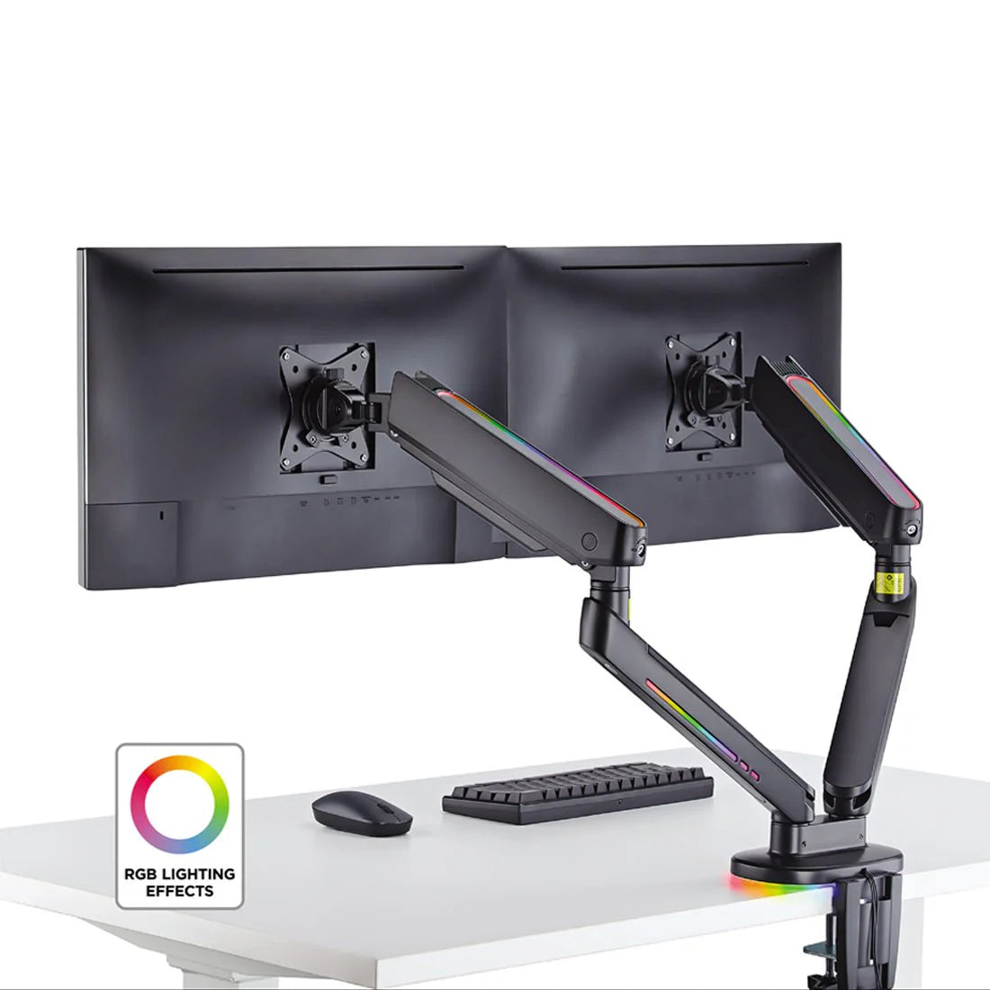 Epic Gamers Dual Gas Spring RGB Monitor Arm - Black - حامل للشاشات