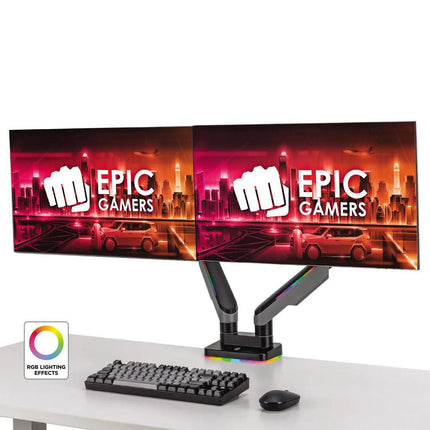 ذراع شاشة Epic Gamers Elite Dual Gas Spring RGB - حامل الشاشة 