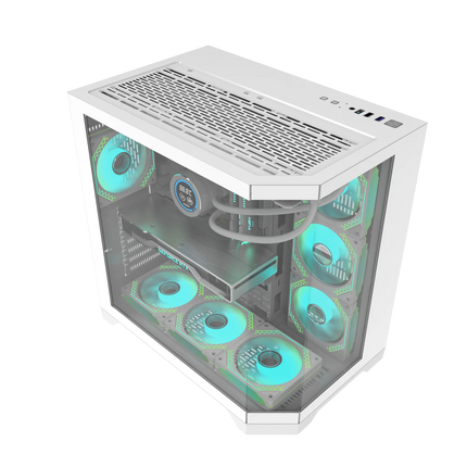 Darkflash FT418Pro ATX Case - 7 ARGB Fans - White - كيس ابيض