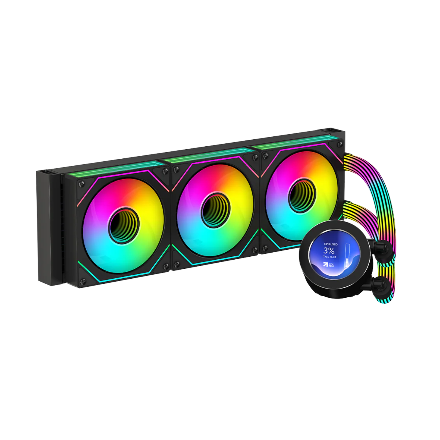GAMEON KRAKEN N360 LCD Display Liquid CPU Cooler 360mm With ARGB Tube Black - مبرد مائي مع شاشه GAMEON KRAKEN N360 LCD Display Liquid CPU Cooler 360mm With ARGB Tube Black - مبرد مائي مع شاشه