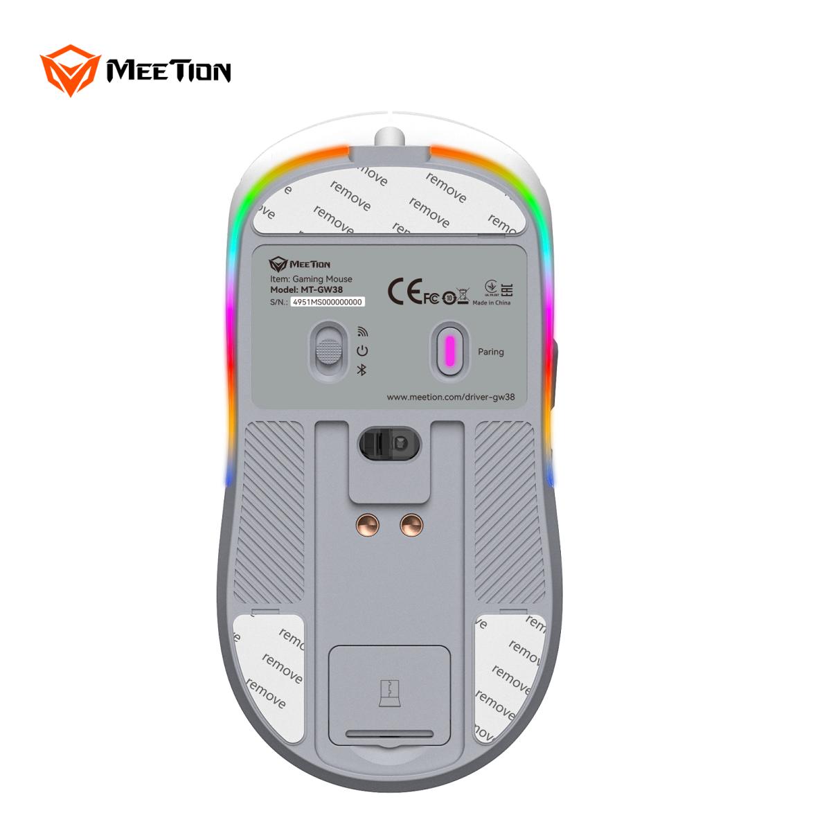 Meetion GW38 Gaming Mouse Wireless with Magnetic Charging Dock White - ماوس لا سلكي