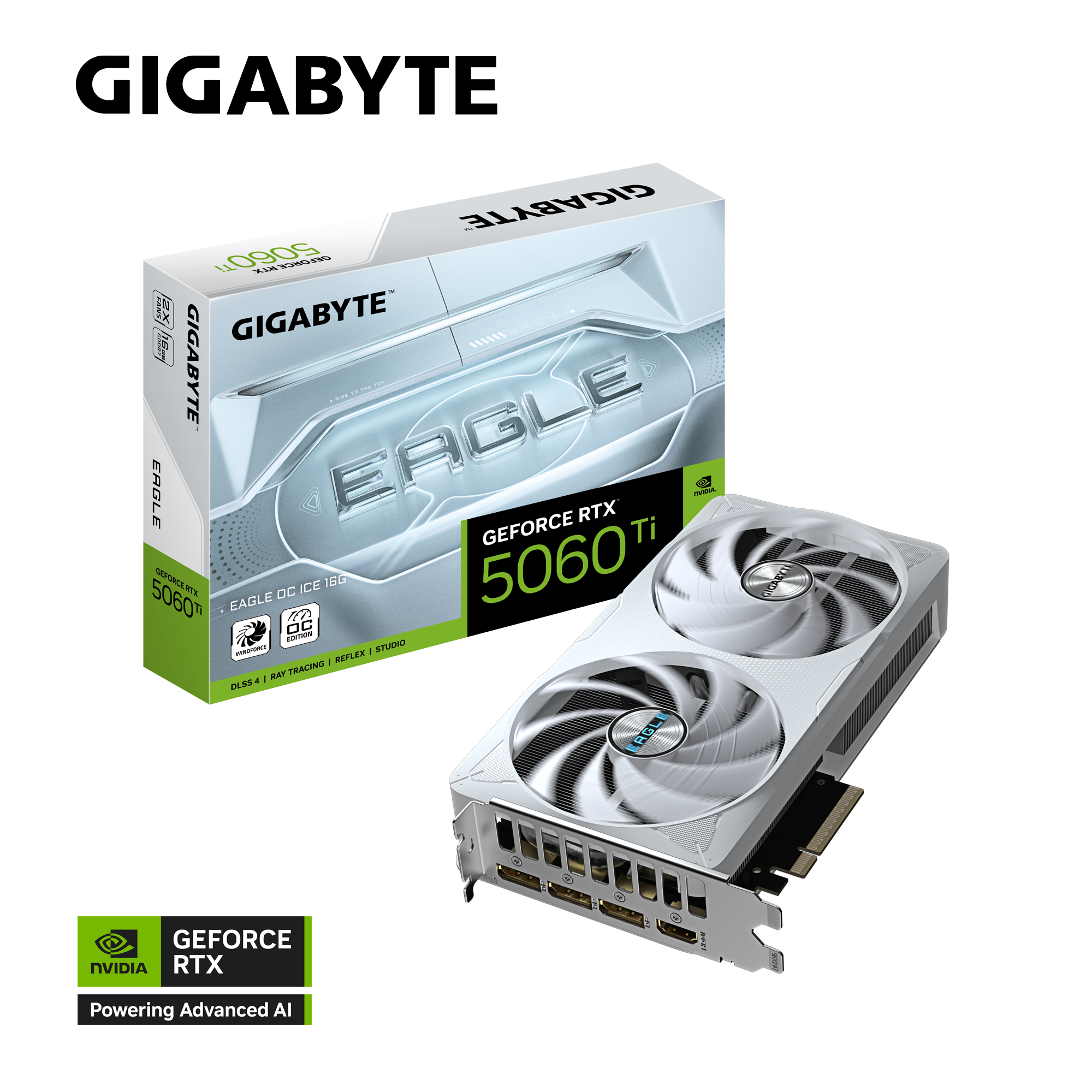 GIGABYTE GeForce RTX 5060 Ti EAGLE OC ICE 16GB GDDR7 Graphics Card - كرت شاشة