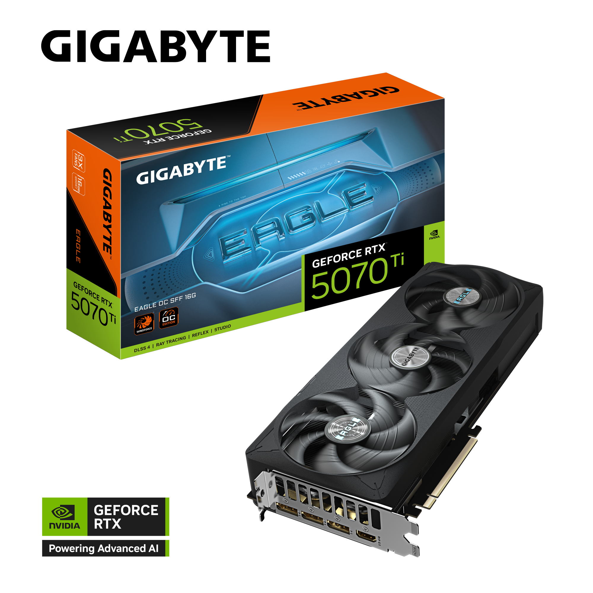 GIGABYTE GeForce RTX 5070 Ti EAGLE OC SFF 16G Graphics Card (16GB GDDR7, PCIe 5.0, DLSS 4) - كرت شاشه