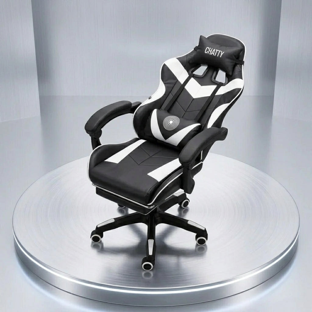 CHATTY Adjustable Gaming Chair with Retractable Footrest (CS-CHR05) – Black - كرسي