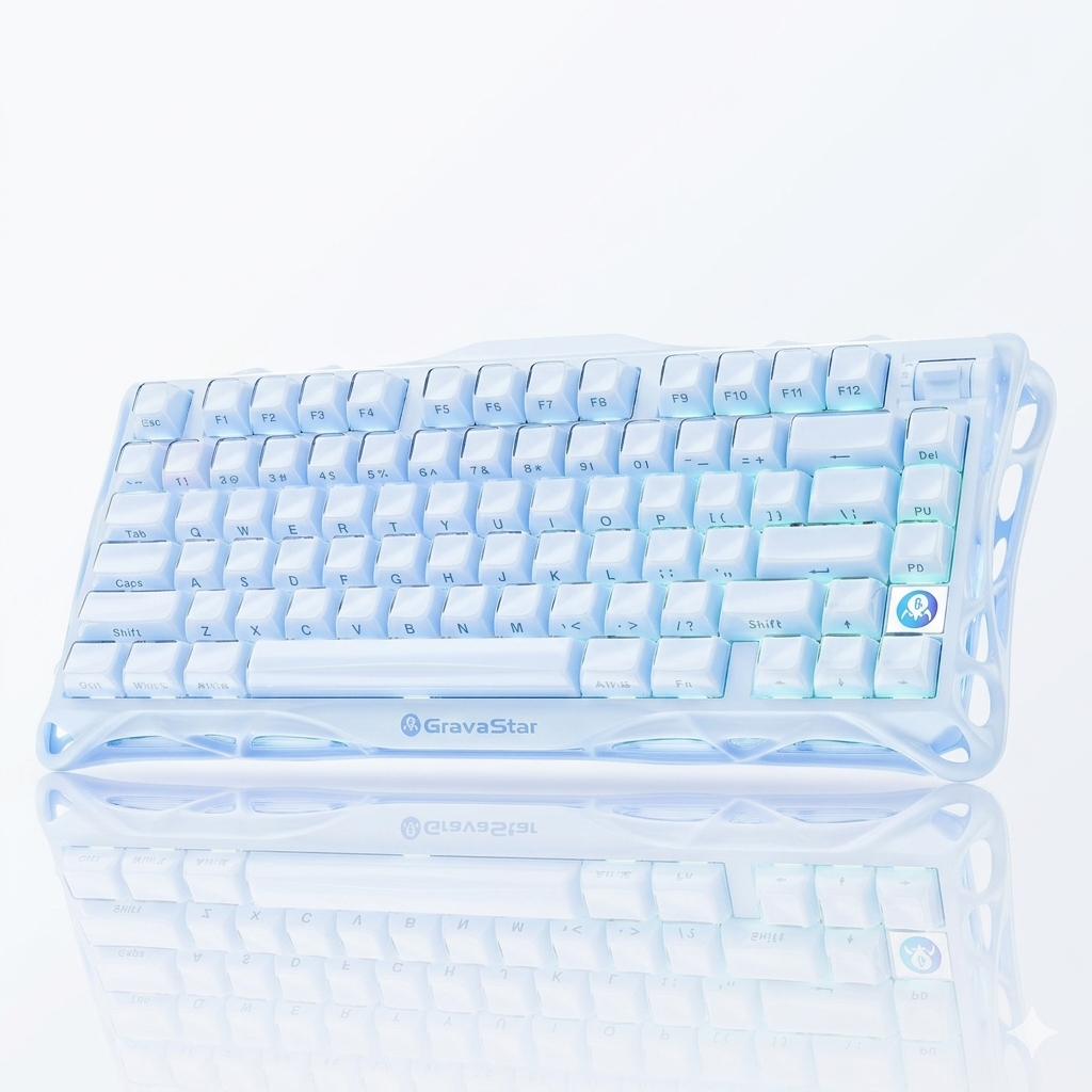 GRAVASTAR MERCURY K1 75% Wireless Tri-mode Mechanical Gaming Keyboard – Ice Blue - كيبورد احترافي لاسلكي GRAVASTAR MERCURY K1 75% Wireless Tri-mode Mechanical Gaming Keyboard – Ice Blue - كيبورد احترافي لاسلكي