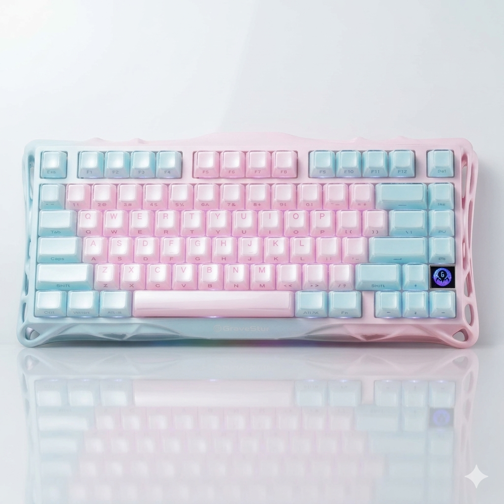GRAVASTAR MERCURY K1 Lite 75% Wireless Mechanical Gaming Keyboard Hot-Swappable, Stellar Bloom Linear Switches, Full N-Key Rollover, Programmable Keys, Tri-Mode Connectivity, 4000mAh – Lumen Rose - كيبورد احترافي