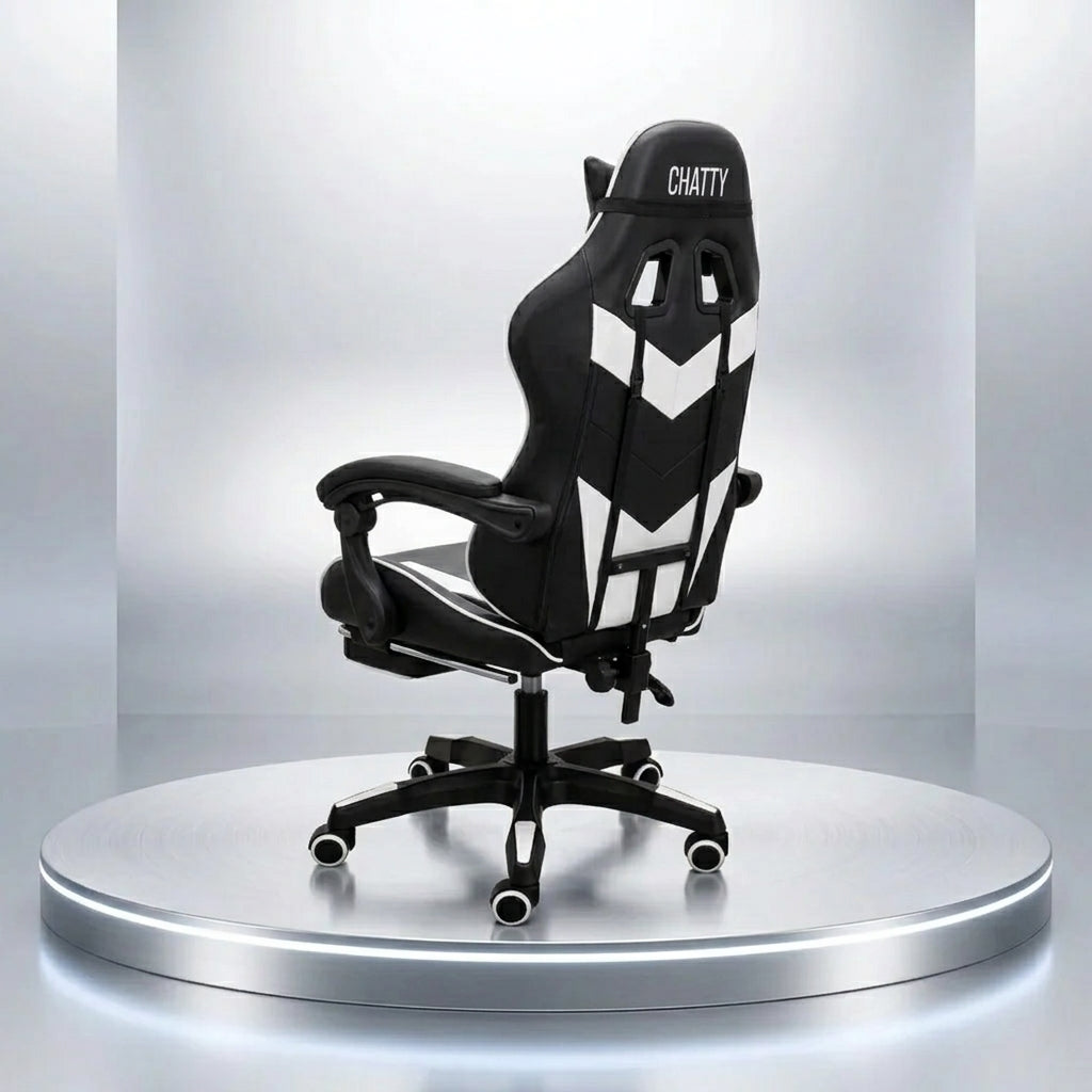 CHATTY Adjustable Gaming Chair with Retractable Footrest (CS-CHR05) – Black - كرسي