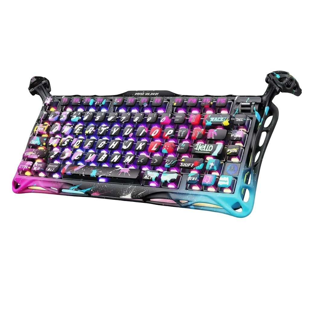 GRAVASTAR MERCURY V75 Pro Special Edition Gaming Keyboard – Neon Graffiti - كيبورد احترافي