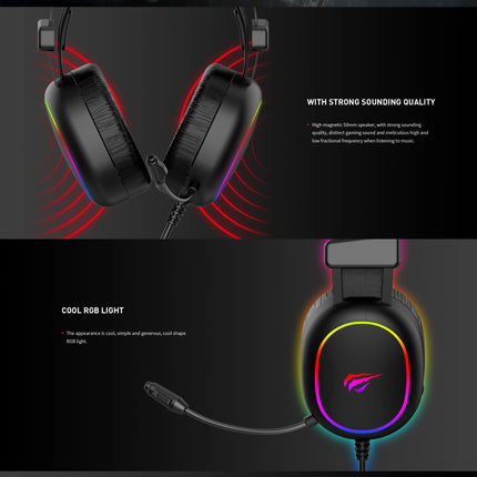 HAVIT GAMENOTE H2016d Stereo 3.5MM RGB GAMING HEADPHONE BLACK - Stereo 3.5MM - سماعة آر جي بي سوداء