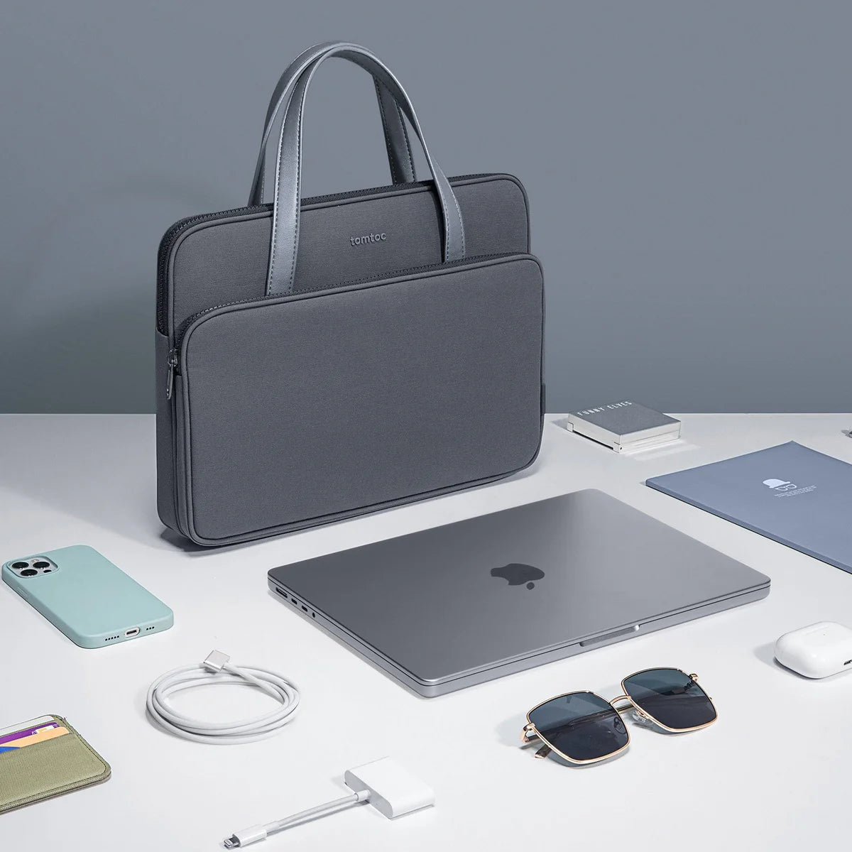 The Her-H21 Laptop Shoulder Bag for 14-inch- Gray - حقيبه لابتوب