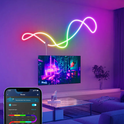 Govee RGBIC Neon TV Backlight LED Strip Light Suitable For 48"-55" (Four Sides), 65"-75" (Three Sides) - إضاءة