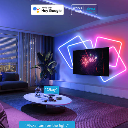 Govee RGBIC Neon TV Backlight LED Strip Light Suitable For 48"-55" (Four Sides), 65"-75" (Three Sides) - إضاءة