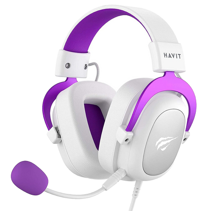 HAVIT GAMENOTE H2002d Stereo 3.5MM GAMING HEADPHONE WHITE + PURPLE - Stereo 3.5MM سماعة احترافيه بيضاء وبنفسجية