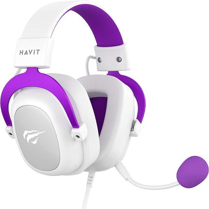 HAVIT GAMENOTE H2002d Stereo 3.5MM GAMING HEADPHONE WHITE + PURPLE - Stereo 3.5MM سماعة احترافيه بيضاء وبنفسجية