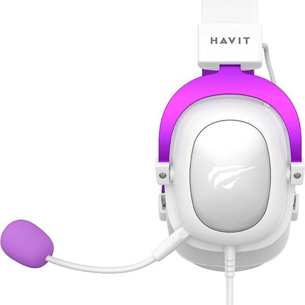 HAVIT GAMENOTE H2002d Stereo 3.5MM GAMING HEADPHONE WHITE + PURPLE - Stereo 3.5MM سماعة احترافيه بيضاء وبنفسجية