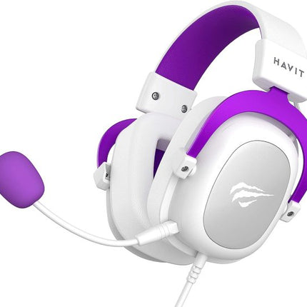 HAVIT GAMENOTE H2002d Stereo 3.5MM GAMING HEADPHONE WHITE + PURPLE - Stereo 3.5MM سماعة احترافيه بيضاء وبنفسجية