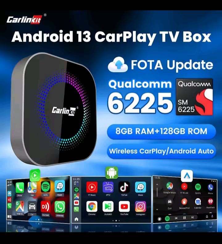 CarlinKit 2025 New R2 Smart Streaming Box Android 13 CarPlay Ai TV Box For Netflix YouTube SM6225 Wireless Android Auto &CarPlay - قطعه لشاشه السياره