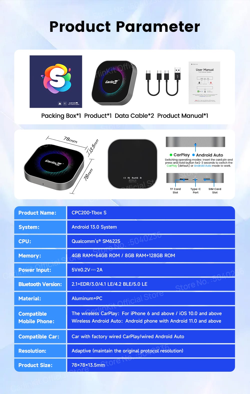 CarlinKit 2025 New R2 Smart Streaming Box Android 13 CarPlay Ai TV Box For Netflix YouTube SM6225 Wireless Android Auto &CarPlay - قطعه لشاشه السياره