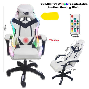 CHATTY Gaming Chair with RGB Light - Full white - كرسي